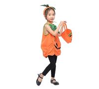 Agwuoetr 2023 Disfraz de Halloween para NiñAs, Disfraz de Calabaza, Conjunto de Ropa para NiñOs con Diadema, Bolsa de Calabaza