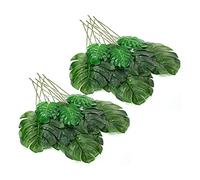 Agwuoetr 24 Hojas de Palma Artificiales con Tallos, Hojas de Tortuga SintéTica, Plantas Tropicales Resistentes una los Rayos UV para Fiestas, Interiores, Bodas en Casa
