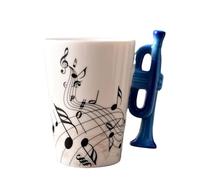 Agwuoetr 240Ml, de CeráMica de MúSica Creativa Lindas Tazas y Tazas de Café Té Leche con Asa Regalos Novedad, Trompeta