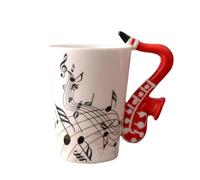 Agwuoetr 240Ml, de CeráMica de MúSica Creativa Lindas Tazas y Tazas de Café Té Leche con Asa Regalos Novedad, SaxofóN