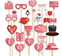 Agwuoetr 25 Piezas Decoraciones para el DíA de San ValentíN DecoracióN de Accesorios para FotomatóN del DíA de San ValentíN
