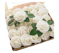 Agwuoetr 25 Piezas Flores de Rosas Artificiales Rosas de Aspecto Artificial de Boda Centros de Mesa Fiesta de Despedida de Soltera DecoracióN del Hogar,A