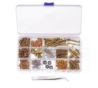 Agwuoetr 254 Unids/Lote Kit de Tornillos para Guitarra para Surtido de Montaje de Placa Trasera con Caja de Almacenamiento para Herramientas de Bricolaje de Guitarra EléCtrica, Dorado