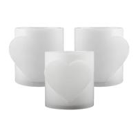 Agwuoetr 3 Uds. Molde de Silicona con Forma de de Amor,Tarro de Vela de CorazóN de HormigóN, Tarro de Almacenamiento de Resina DIY, Moldes para Macetas, Regalo del DíA de San ValentíN
