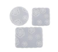 Agwuoetr 3 Uds. Molde de Silicona para Posavasos de, Bandeja para Posavasos de Café, Molde de Resina Epoxi, Yeso, Copa de Vino, Molde para Tapete