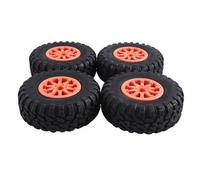 Agwuoetr 4 NeumáTicos de Goma de 118 X 44 mm de 2,2 Pulgadas y Llanta de PláStico Beadlock para Coche RC 1:10 Rock Crawler Axial SCX10 RR10, Naranja