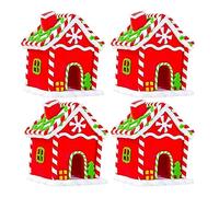 Agwuoetr 4 Piezas de DecoracióN de Chimenea, DecoracióN NavideñA, DecoracióN de Escritorio, ColeccióN de Pan de Jengibre, Adornos para Casa de Pan de Jengibre