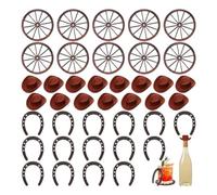 Agwuoetr 40 Piezas Lucky Horseshoe CowboyHat y Wheel Western Cowboy Theme Supplies para DecoracióN de CumpleañOs con Tema Retro