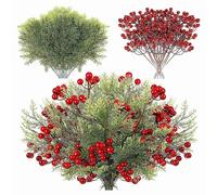 Agwuoetr 48 Piezas de Ramas Artificiales de Cedro de ImitacióN NavideñAs, Ramitas Artificiales de Hojas de Pino de ImitacióN, Picos de Tallos de Pino para Navidad
