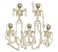 Agwuoetr 5 Piezas de Decoraciones de Esqueleto de Halloween, Esqueletos de Articulaciones Articuladas de Cuerpo Completo de 16 Pulgadas para Halloween, Decoraciones de Casas Encantadas