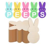 Agwuoetr 50 Piezas de Recortes de Conejitos de Madera de Pascua, 7 Pulgadas, Sin Terminar, Peep Bunny, Rodajas de Madera, Conejo, Adornos Colgantes en, Etiquetas Artesanales