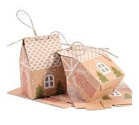 Agwuoetr 50 Piezas Papel Kraft Forma de Casa con Cuerda Bolsa de Dulces Bolsa de Regalo Caja de Embalaje de Galletas Colgante de Navidad DecoracióN de Fiesta