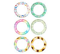Agwuoetr 6 Piezas de Anillo Tórico de Silicona con Cuentas, Bucle de Silicona Redondo de 65 mm con Colgante de Silicona con de 2 Orificios para de Bricolaje