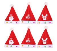 Agwuoetr 6 Piezas Gorro de Papá Gorro NavideñO Rojo para Regalos de Fiesta de Navidad Apto para Adultos y NiñOs