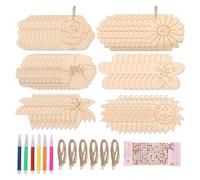 Agwuoetr 60 Piezas de Recortes de Flores de Madera, 3 Pulgadas, Recortes de Flores de Madera Sin Terminar, Rodajas de Adornos en Forma de de Madera en,
