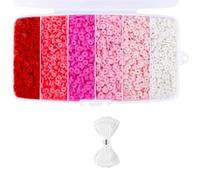 Agwuoetr 6000 Cuentas de Arcilla para Hacer Pulseras, Cuentas de Arcilla PoliméRica, Cuentas de Arcilla de Disco Redondo Plano para Hacer Joyas de 6 Mm, Rosa