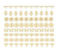 Agwuoetr 80 Piezas de Recortes de Madera Sin Terminar, Rebanadas de Madera de Mariposa, Recortes de Madera Sin Terminar de Flores, ArtesaníAs de Pintura de Madera en