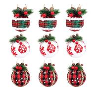 Agwuoetr 9 Piezas Adornos de Bolas NavideñAs Colgantes de Bolas Envueltas en Tela una Cuadros NavideñOs de 3,15 Pulgadas para DecoracióN NavideñA A