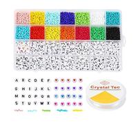 Agwuoetr Abalorios Kandi y Abalorios con Letras para Kit de FabricacióN de Pulseras Cuentas Kandi de Colores y Cuentas de Letras Cuentas de Iris de PláStico A