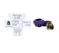Agwuoetr Adopte un Peluche de Weed, Adopte un Peluche de Weed con Tazón y Tarjetas de Aliento, Juguetes de Peluche Hechos A Mano,A