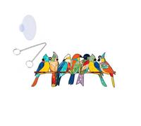 Agwuoetr Adorno Colgante de Ventana con PáJaros Manchados Multicolores, Atrapasoles AcríLico, PáJaros en un Panel de Ventana de Alambre, 15,4 X 10,9 Cm