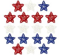 Agwuoetr Adorno de RatáN Estrella Adorno de Bola de RatáN DíA de la Independencia DecoracióN del Hogar Relleno de JarróN, Manualidades de Bricolaje