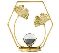 Agwuoetr Adornos de Bolas de Cristal de Ginkgo Biloba para Sala de Estar, Oficina, DecoracióN de Hierro Forjado, ArtesaníAs Decorativas Europeas de Metal