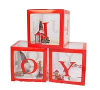 Agwuoetr Adornos NavideñOs Caja de AlegríA Transparente Roja Grande Decoraciones de Bloques de AlegríA para Decoraciones de Fiestas NavideñAs, DecoracióN del Hogar