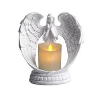 Agwuoetr ala de Estrellado, Estatua de Piedra Arenisca Rezando, Estatuilla de, OracióN, DecoracióN del Hogar, Portavelas LED Conmemorativo