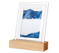 Agwuoetr Arte de LáMpara de Noche en Movimiento Arenas Movedizas Paisaje 3D Que Fluye Imagen Reloj de Regalo Luz de Noche de Mesa LED,Azul