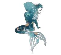 Agwuoetr Arte de Pared de Sirena de Metal DecoracióN de Pared de Sirena Colgante RúStica Decoraciones de Sirena de Metal Azul Escultura de Sirena Elegante 25 Cm