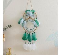 Agwuoetr AtrapasueñOs de BúHo Bohemio Hecho una Mano AtrapasueñOs de Plumas Tradicionales Decoraciones de Pared Colgantes para el Hogar Dormitorio Verde Oscuro