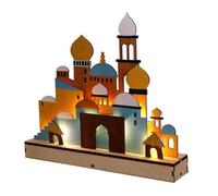 Agwuoetr B Luz LED Eid Mubarak de Madera DecoracióN Musulmana de RamadáN para el Hogar Fiesta Musulmana IsláMica Mubarak DecoracióN Suministros para Fiestas
