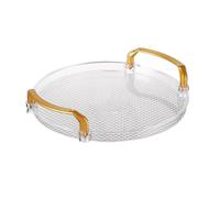 Agwuoetr Bandeja Redonda Transparente de Acrílico para Servir, Bandeja Decorativa para Tocador de Baño con Manejar Dorado para Mesa de Centro, Oficina B