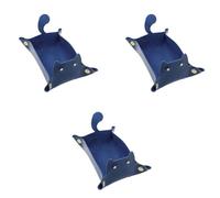 Agwuoetr Bandeja Valet de con Forma de Gatos Lindos con Almohadilla de 3 Piezas, Bandeja de JoyeríA para Mesa de Café, Organizador de Escritorio, Bandeja Catchall Azul