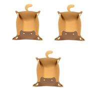 Agwuoetr Bandeja Valet de con Forma de Gatos Lindos con Almohadilla de 3 Piezas, Bandeja de JoyeríA para Mesa de Café, Organizador de Escritorio, Bandeja Catchall MarróN