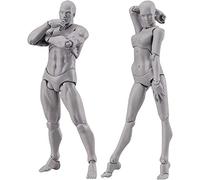 Agwuoetr Body Doll, Artistas Maniquí Blockhead Articulado Maniquí Dibujo Figuras Conjunto Masculino + Femenino (Gris)
