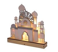 Agwuoetr C Luz LED Eid Mubarak de Madera DecoracióN Musulmana de RamadáN para el Hogar Fiesta Musulmana IsláMica Mubarak DecoracióN Suministros para Fiestas