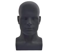 Agwuoetr Cabeza de Maniquí Masculino Cabeza de Maniquí Profesional para Exhibir Pelucas Sombreros Soporte de ExhibicióN de Auriculares (Negro Mate)