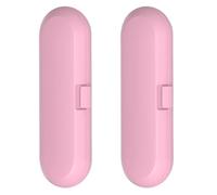 Agwuoetr Caja de Viaje para Cepillo Dientes EléCtrico PortáTil,2 Uds.,Estuche de Almacenamiento para Manejar Cepillo de Dientes Universal,Soporte para Cabezales de Cepillo de Dientes, Rosa