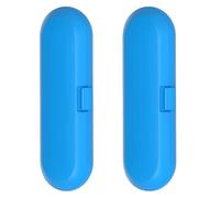 Agwuoetr Caja de Viaje para Cepillo Dientes EléCtrico PortáTil, 2 Uds.,Estuche de Almacenamiento para Manejar Cepillo de Dientes Universal,Soporte para Cabezales de Cepillo de Dientes,Azul
