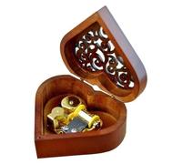 Agwuoetr Caja Musical con Mecanismo de Madera Tallada en Forma de CorazóN en Forma de D, Caja de MúSica de Cuerda, Regalo para Navidad/CumpleañOs/DíA de San ValentíN