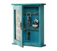 Agwuoetr Caja para Llaves de Madera, Retro, de Pared, Armario para Llaves con Puerta MagnéTica, Almacenamiento Duradero de Madera Maciza con 6 -B