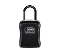 Agwuoetr Cajas Llaves con Contraseña para Exteriores Gancho Bloqueo Extendido Alambre Acero Almacenamiento Llaves para Colgar Llave Impermeable Caja Código 4 Dígitos Negro