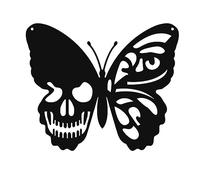 Agwuoetr Calavera Mariposa Metal Arte de la Pared DecoracióN Placas para Colgar en la Pared Adorno Escultura de Pared de Hierro Letrero para Interior Al Aire Libre Hogar A