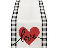 Agwuoetr Camino de Mesa del DíA de San ValentíN, DecoracióN Decorativa de Mesa de Granja con Lunares y CorazóN Rojo para Comedor de Cocina 33 X 120 cm A