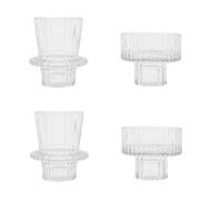 Agwuoetr Candelabros de Vidrio Candelabro CóNico 2 TamañOs Diferentes Candelabro de DiseñO Estriado Moderno para DecoracióN de Bodas A