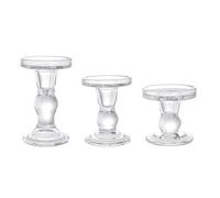 Agwuoetr Candelabros de Vidrio, Candelabro CóNico de Pilar Transparente, Soporte para Velas de Cristal para Mesa de Cena, 3 Piezas