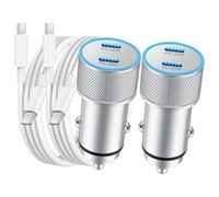 Agwuoetr Cargador de Coche, Paquete de 2, Cargador de Coche USB C RáPido de Puerto Dual de 40 W, Adaptador de Encendedor de EnergíA con Cable USB C una C de 3 Pies