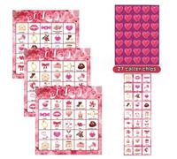 Agwuoetr Cartas de Juego de Bingo del DíA de San ValentíN, 24 Jugadores para Juegos de Cartas para Fiestas Infantiles, Juegos de Aula Escolar, Suministros para Fiestas de Amor